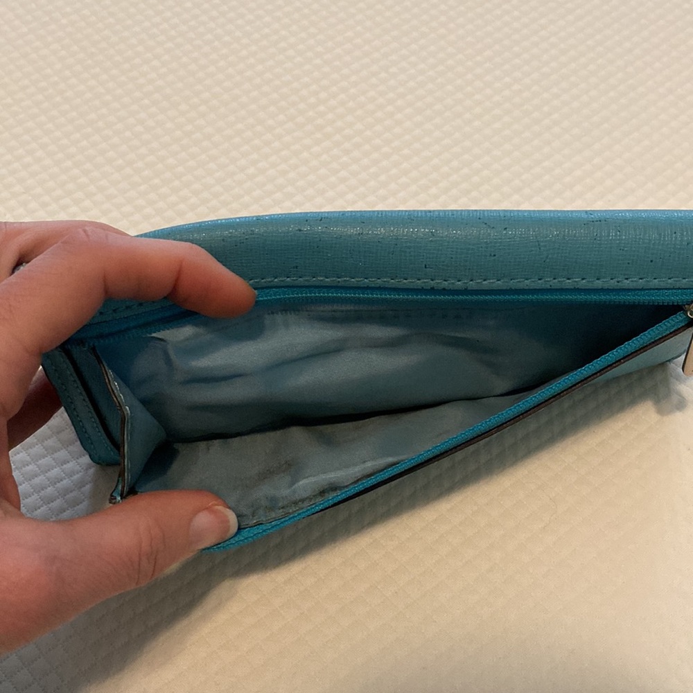 Coach Turquoise Blue Rectangular Vintage Fix-Up Distressed Project Wallet - Picture 7 of 13